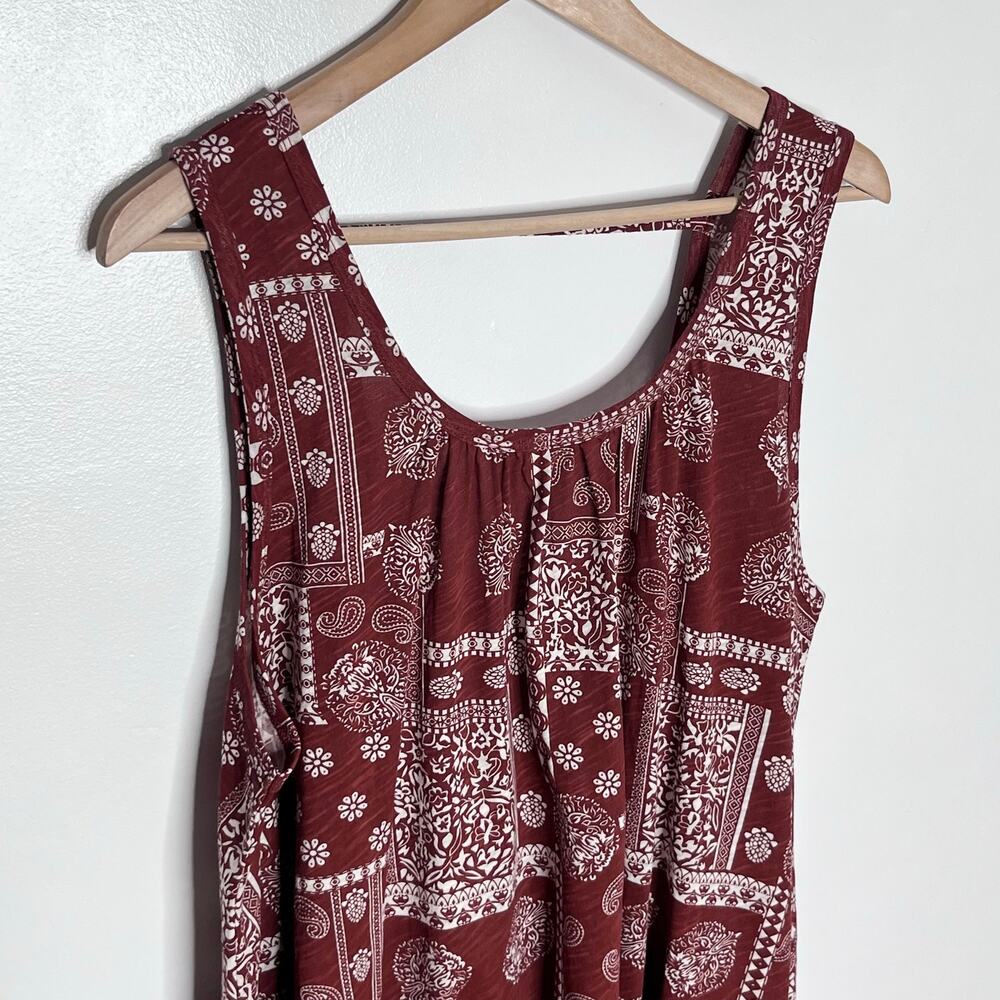 NWT Natural Life Boho Swing Tank XS/S Red Paisley Patchwork High Low Top - Picture 5 of 11